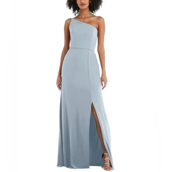 After Six One Shoulder Draped Cowl Maxi Dress In Mist 6849 - Picture 1 of 9